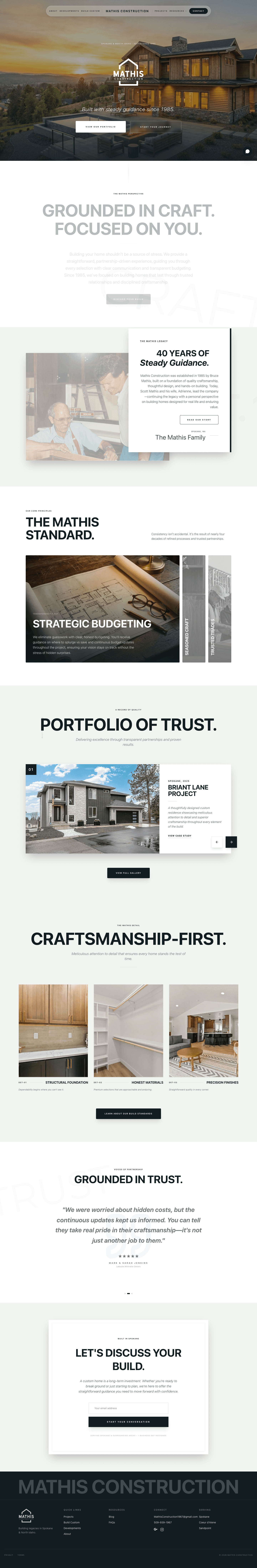 Mathis Construction - Desktop View