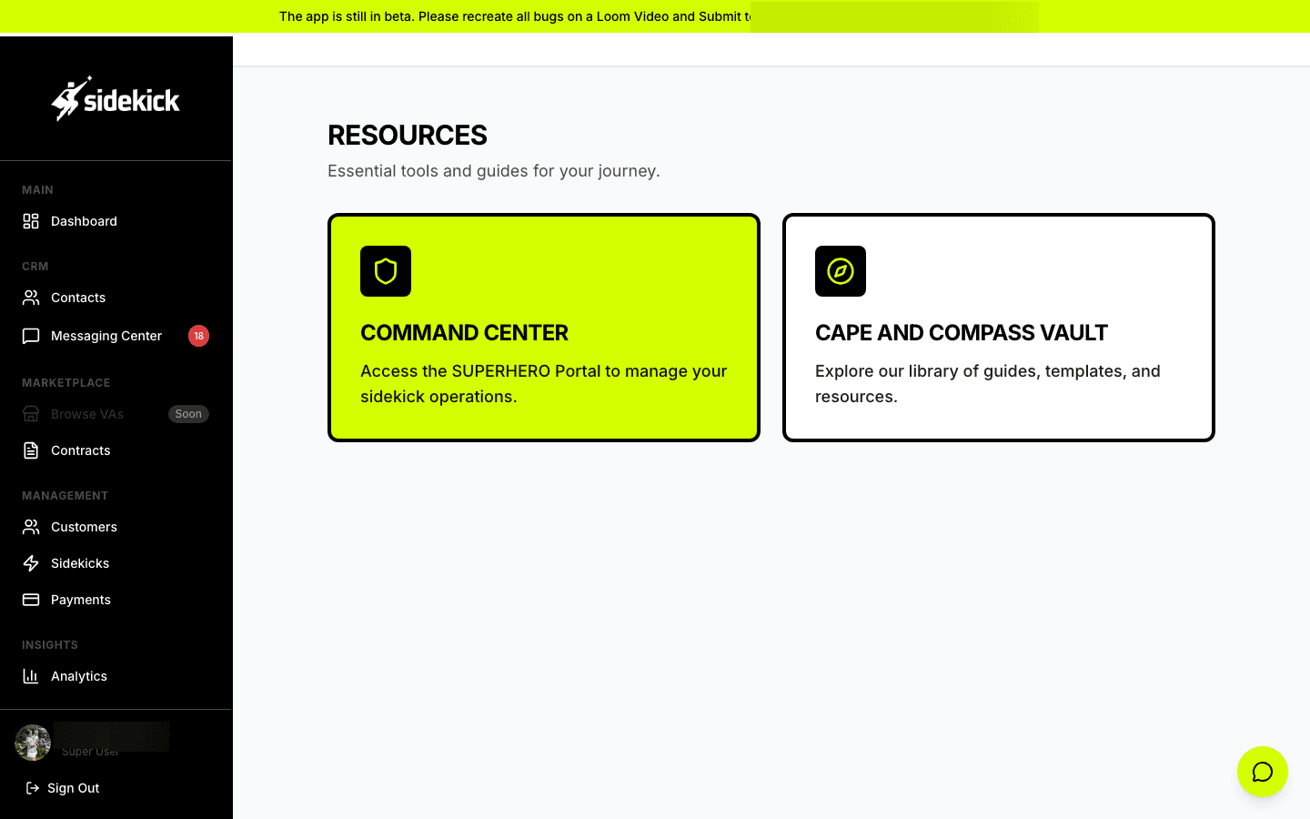 Resource hub with Command Center for real-time operations and Cape & Compass Vault for training materials - equipping virtual assistants with the tools and knowledge they need to deliver exceptional client service.